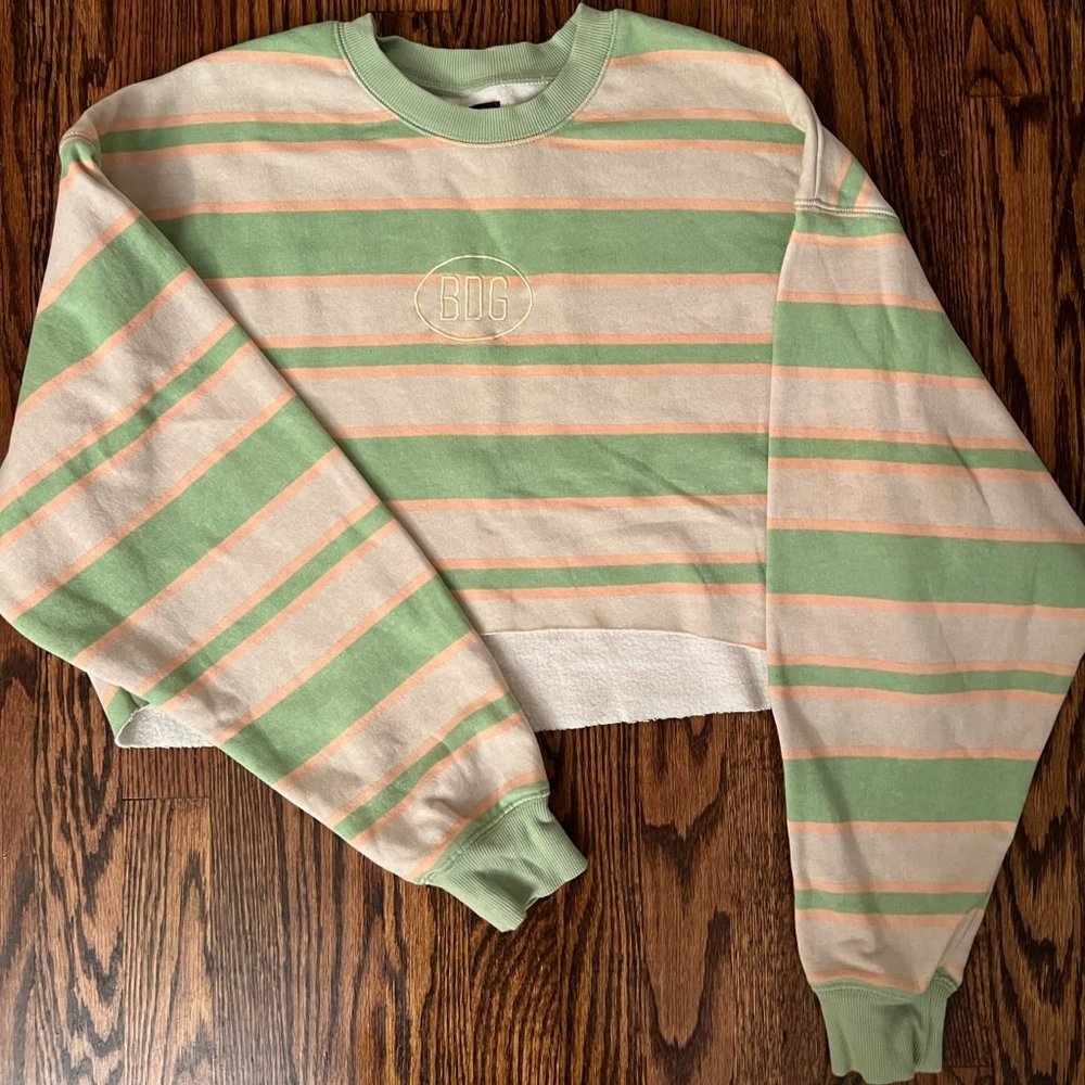 BDG Cropped Striped Sweatshirt